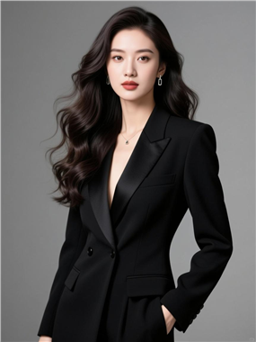 亚洲黑色西装商务美女写真图片